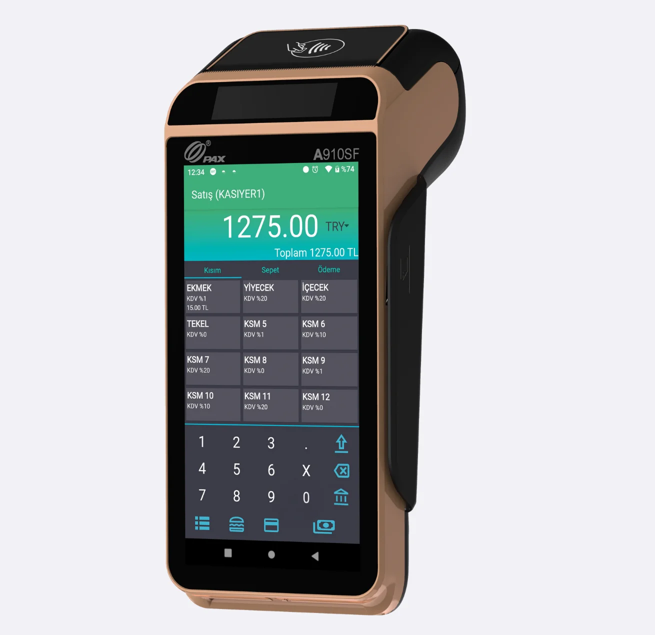 PAX A910SF dokunmatik ekran ve tuş takımı detayı